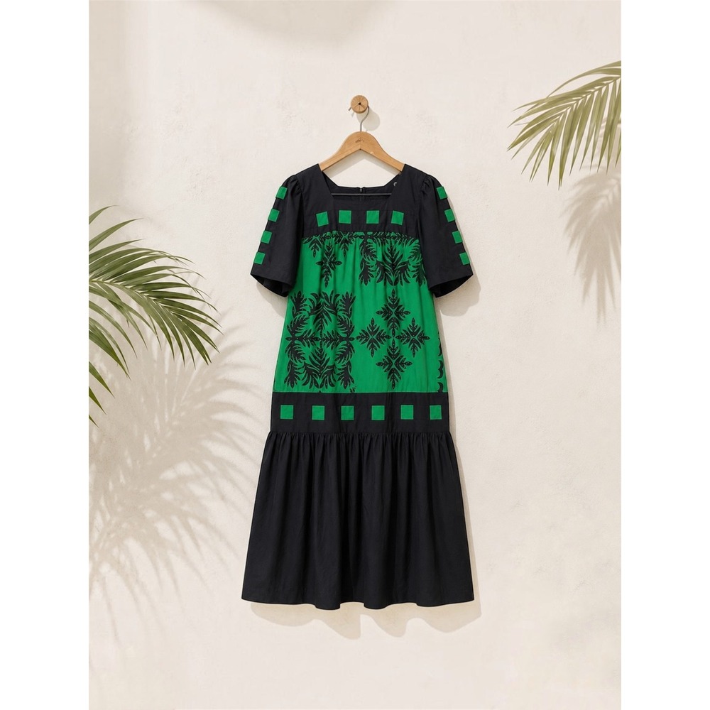 VINTAGE MAMO HOWELL Hawaiian Tropical Short Sleeve Maxi Dress
